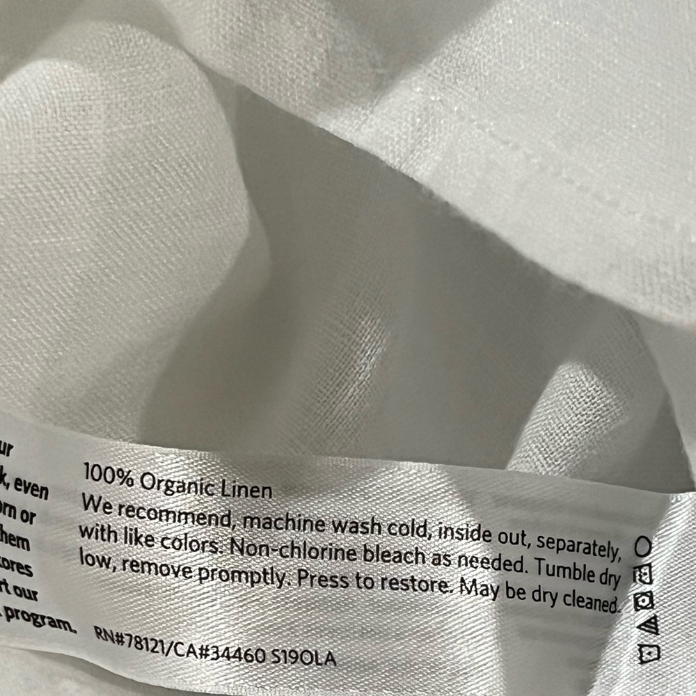 EILEEN FISHER White 100% Organic Linen SHIRT DRESS- Soft Lightweight Fabric SZ L - Picture 9 of 9
